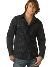 Marc Ecko Cut & Sew Inverted Pleat Woven Shirt Marc Ecko Cut & Sew Inverted Pleat Woven Shirt