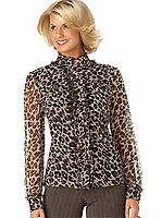 Alfani Silk Animal-Print Ruffle-Front Blouse