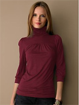 3/4-puff sleeve turtleneck