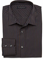 Slim Fit Barrel Cuff Shadow-Stripe Shirt