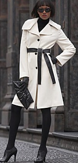 DKNY Wool Coat with Contrast Belt