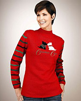 Merry & Bright Petites Scottie Dogs Appliqued Sweater