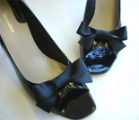 Black Satin Tied Bow Shoe Clips Black Satin Tied Bow Shoe Clips
