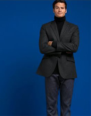 Black Flannel Pinstripe Blazer & Slim Straight Premium Jean Black Flannel Pinstripe Blazer & Slim Straight Premium Jean