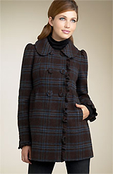 Juicy Couture Plaid Wool Coat with Ruffle Detail Juicy Couture Plaid Wool Coat with Ruffle Detail