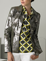 Tory Burch Washed Metallic Leather Jacket
