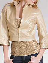 Metallic Leather Moto Jacket