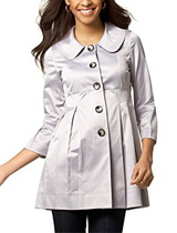 BCX Lantern-Sleeve Sateen Trench Coat BCX Lantern-Sleeve Sateen Trench Coat