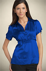 BCBG MAXAZRIA Ruffle Detail Silk Blouse 