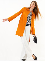 Orange Lady Coat & White Jean