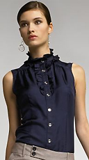 BR Monogram Sleeveless Ruffle Blouse BR Monogram Sleeveless Ruffle Blouse