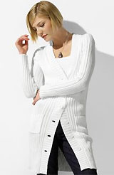 Petite Cotton Long Ribbed Cardigan
