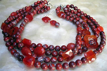 POPPY LUXE Red Poppy Jasper, Carnelian, Fire Opal and Sterling Silver