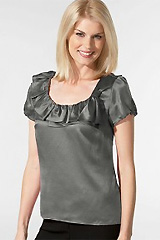 Hammered Satin Ruffle Collar Top Hammered Satin Ruffle Collar Top