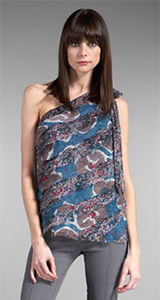 Walter Blue Flowers One Shoulder Tank in Blue Multi Walter Blue Flowers One Shoulder Tank in Blue Multi